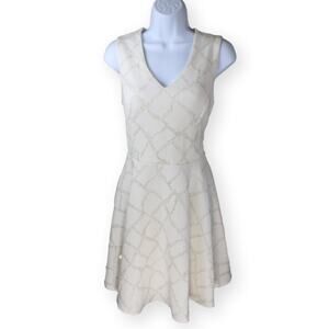 Jodi Kristopher Juniors White Gold Fit Flare Scuba Dress 11